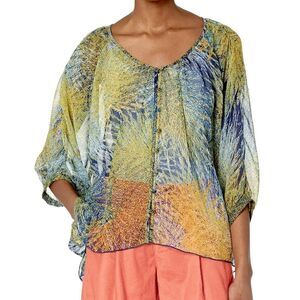 Liverpool Los Angeles Oversized Printed Chiffon Blouse‎ Size Small NEW
